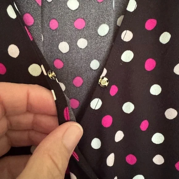 Kate Spade Glimmer Dot Wrap Dress, Black With Pink/White Polka Dots, Size 1, NWT